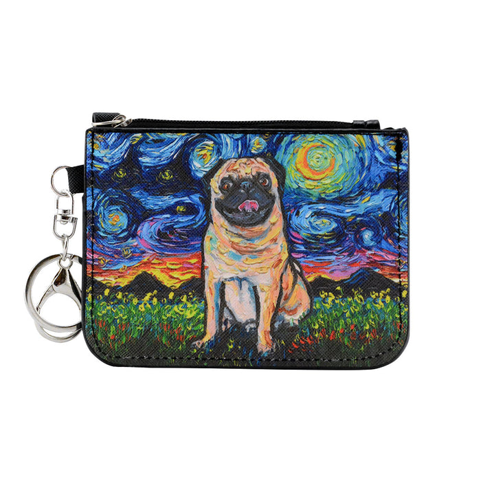 perro pug gogh pintura arte tarjetero monedero