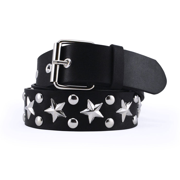 cinturon mujer sintetico correa negro estrella tachas 3233
