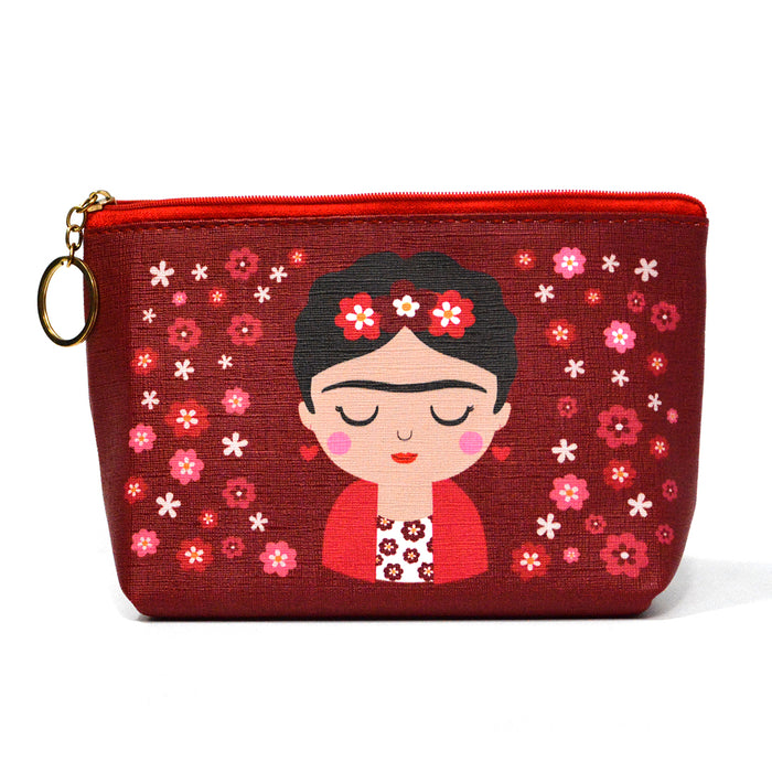 portada cosmetiquero frida khalo guinda rojo 2140