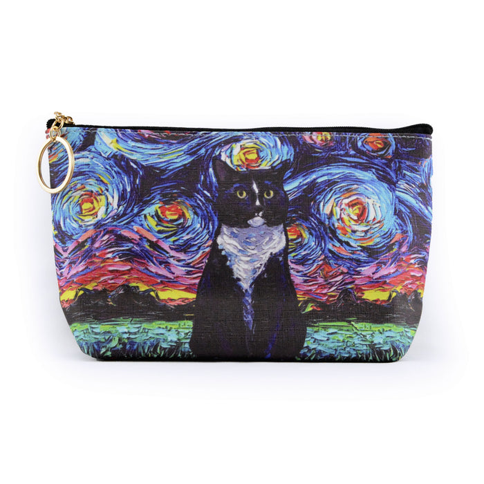 portada cosmetiquero gato negro con blanco van gogh arte pintura