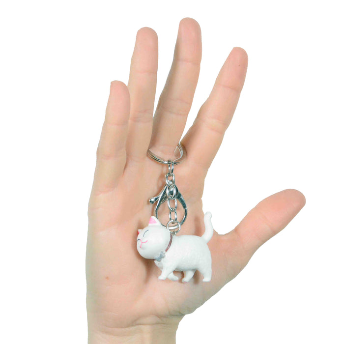 portada gato llavero blanco plastico colgante metal