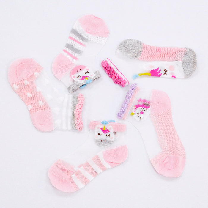 portada pack 5 calcetines malla ninas unicornio 2035