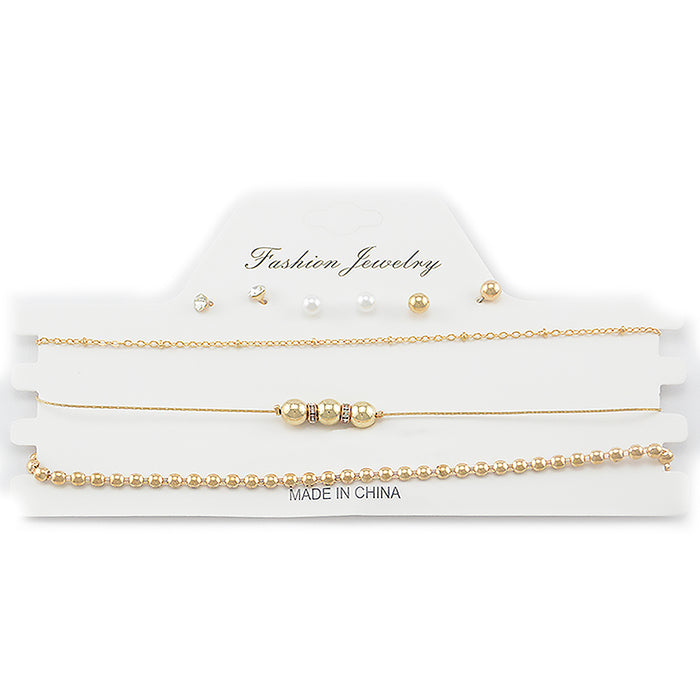 set 3 collares choker aros accesorios moda tornasol dorado circulo 3015-2