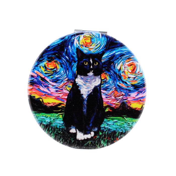 Espejo de Cartera Gato Negro con Blanco