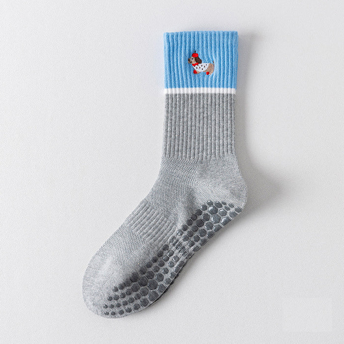 Calcetín Deportivo Yoga Antideslizante Ajustable Gris Perrito