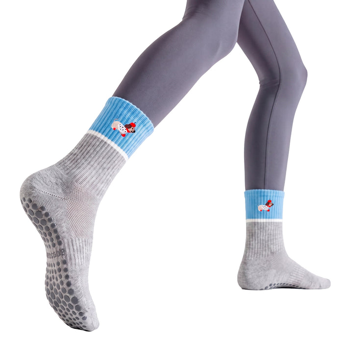 Calcetín Deportivo Yoga Antideslizante Ajustable Gris Perrito