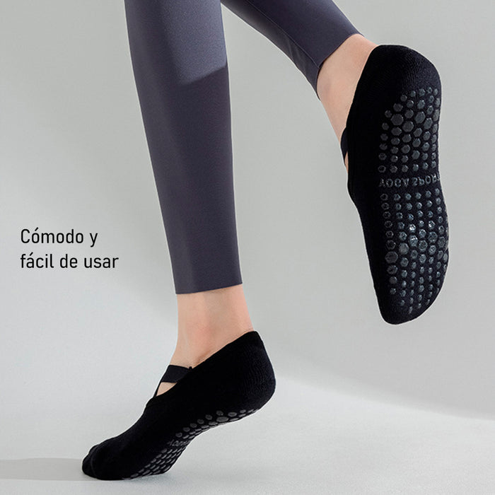 Calcetín Deportivo Yoga Antideslizante invisible Negro