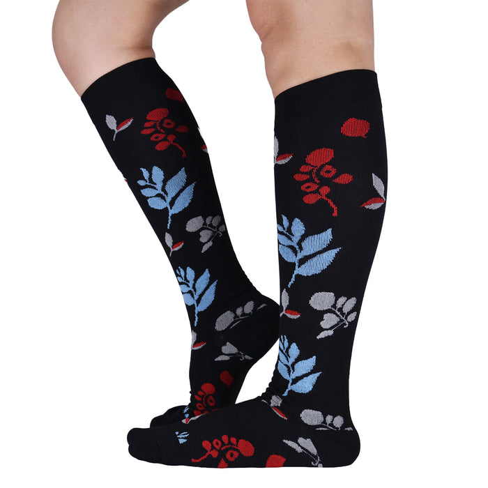 Bucaneras de Compresión Flores Azules y Rojas