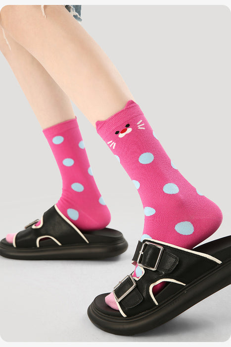 Calcetines Gatito Fucsia con Bigotes