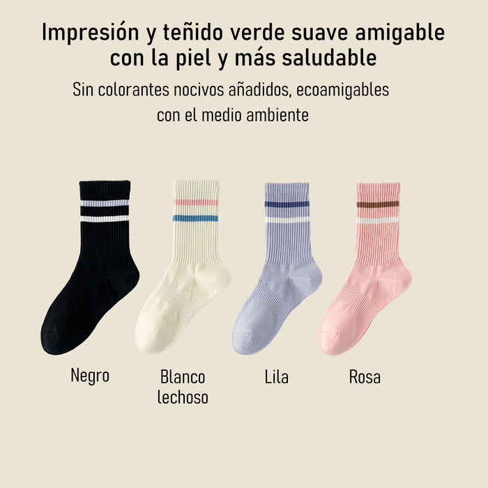 Calcetines Lineas Negras y Lineas de Color