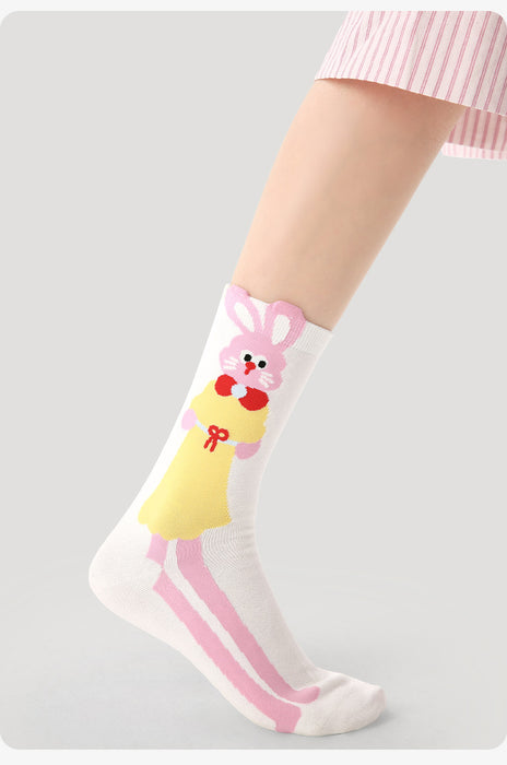 Calcetines Con Conejo Orejón Rosado