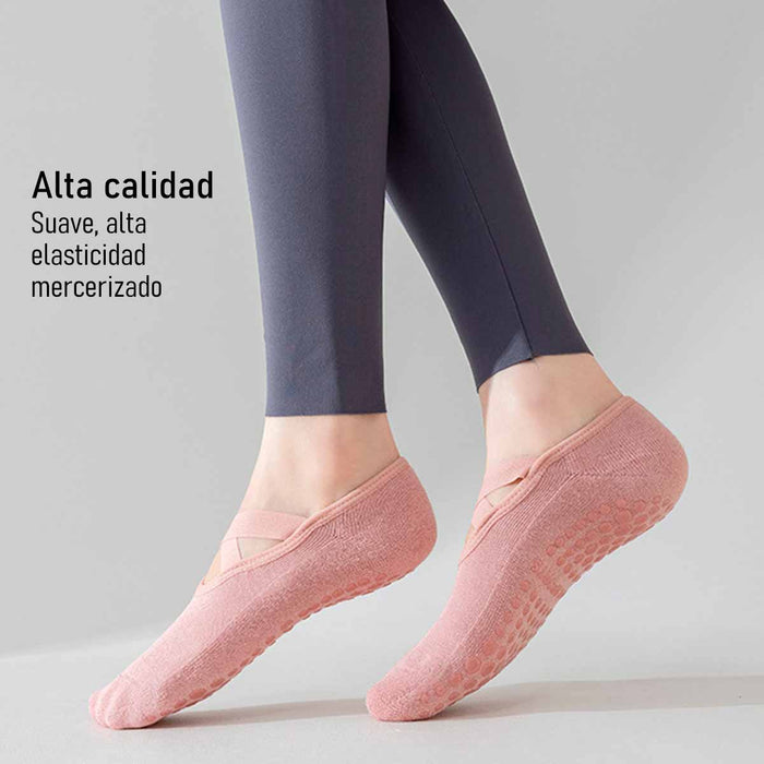 Calcetín Deportivo Yoga Antideslizante invisible Rosado