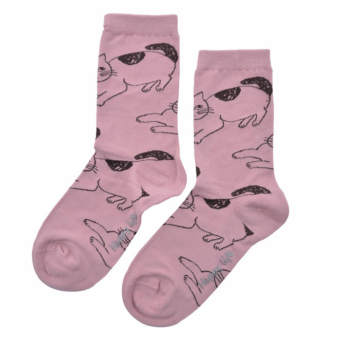 Calcetines Gatitos en Fondo Rosa Palo