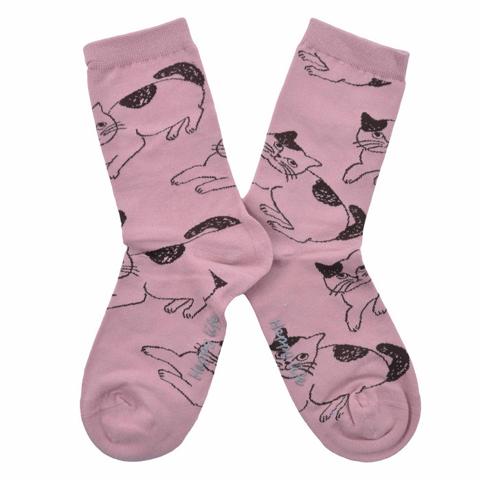 Calcetines Gatitos en Fondo Rosa Palo