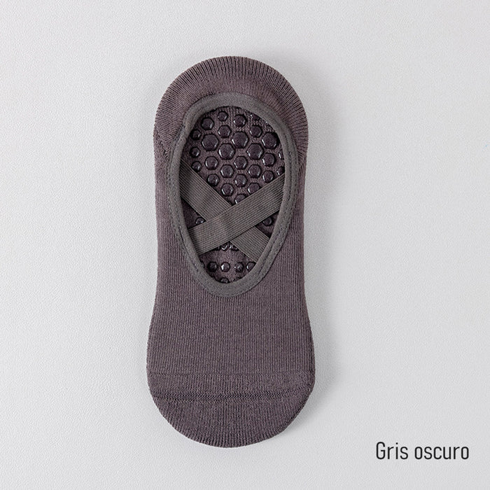 Calcetín Deportivo Yoga Antideslizante invisible Gris Oscuro