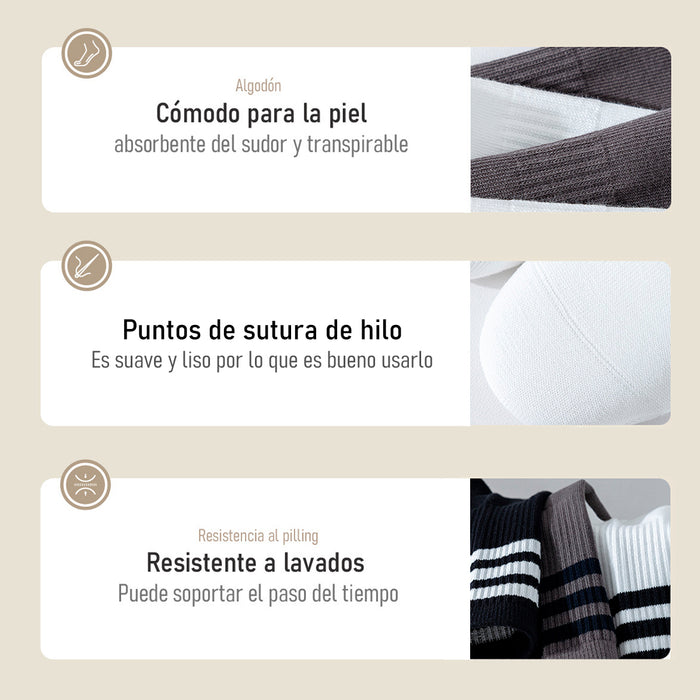 Calcetín Deportivo Yoga Antideslizante Ajustable Negro 3 Rayas