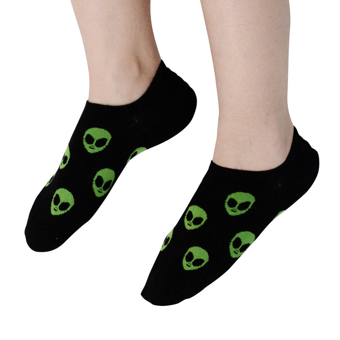 Calcetines Invisibles de Algodón Aliens Cara Verde