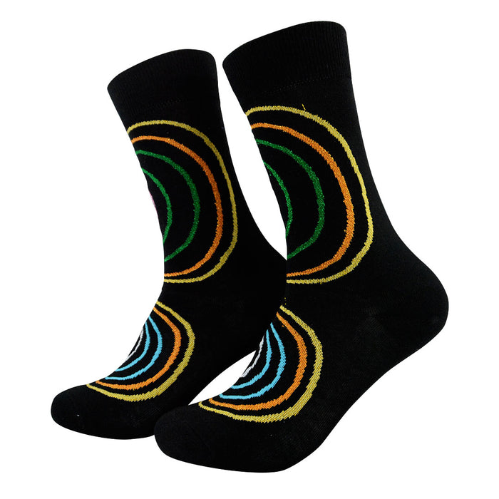 Calcetines Negros Espiral de Colores