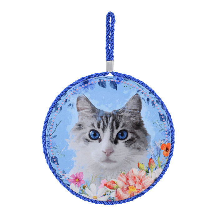 Posaollas Gato Blanco con Gris Floral