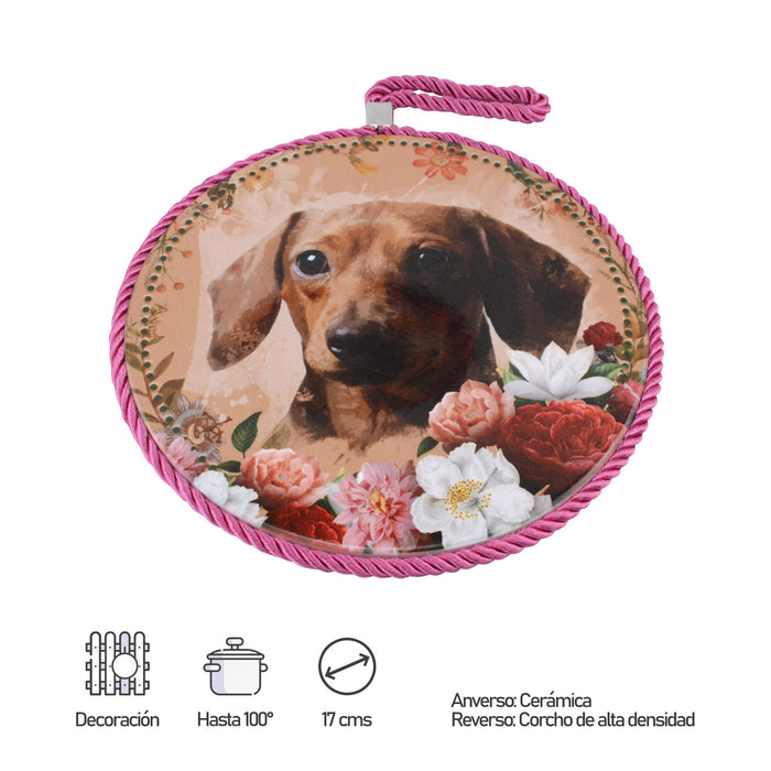 Posaollas Perro Salchicha Café Floral