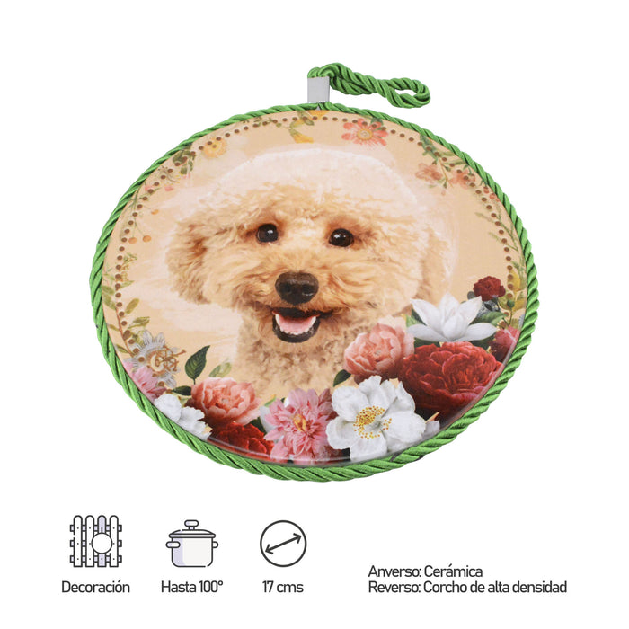 Posaollas Perro Poodle Beige Floral
