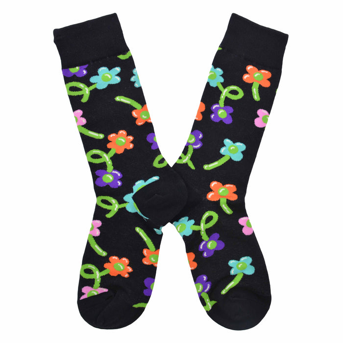 Calcetines Flores de Colores en Fondo Oscuro