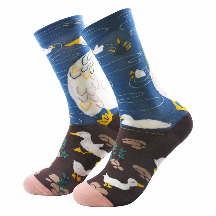 Calcetines Cisnes Blancos Nadando