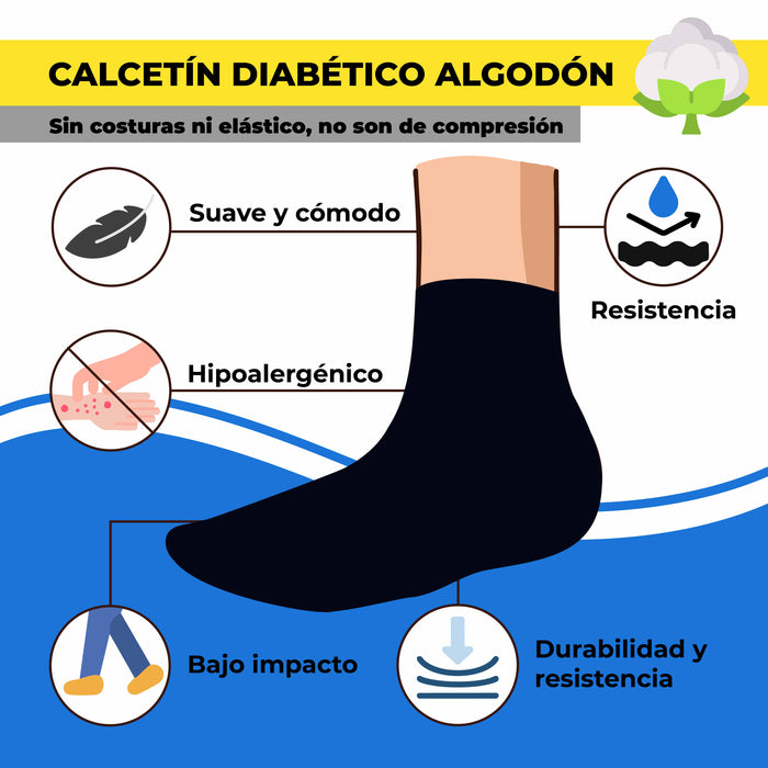 Calcetín Especial Largo para Diabéticos Negro Diabéticos