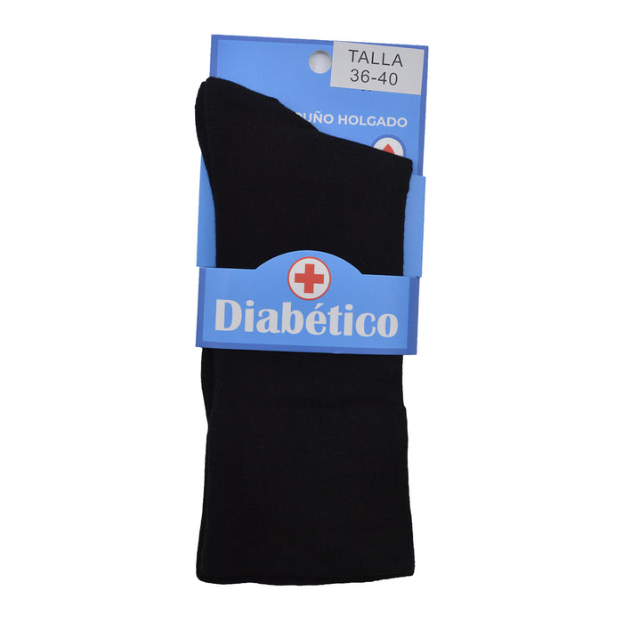 Calcetín Especial Largo para Diabéticos Negro Algodón