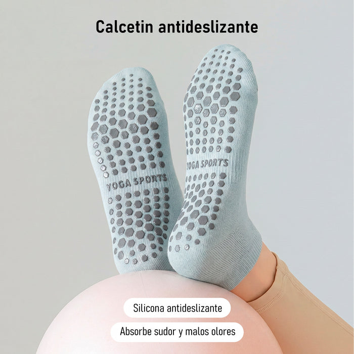 Calcetín Deportivo Yoga Antideslizante Corto Azul Cielo