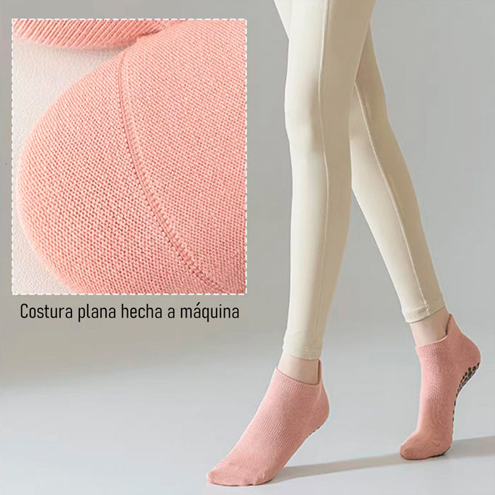Calcetín Deportivo Yoga Antideslizante Corto Beige