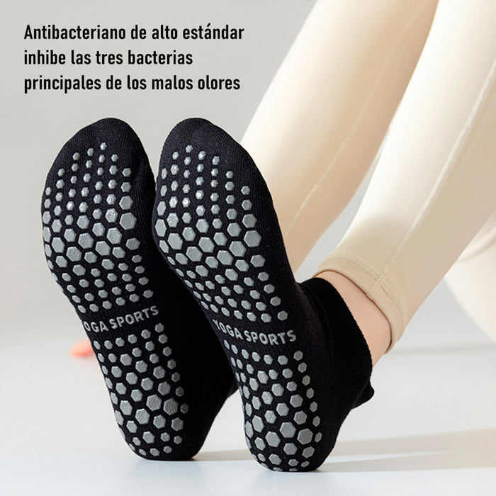 Calcetín Deportivo Yoga Antideslizante Corto Beige