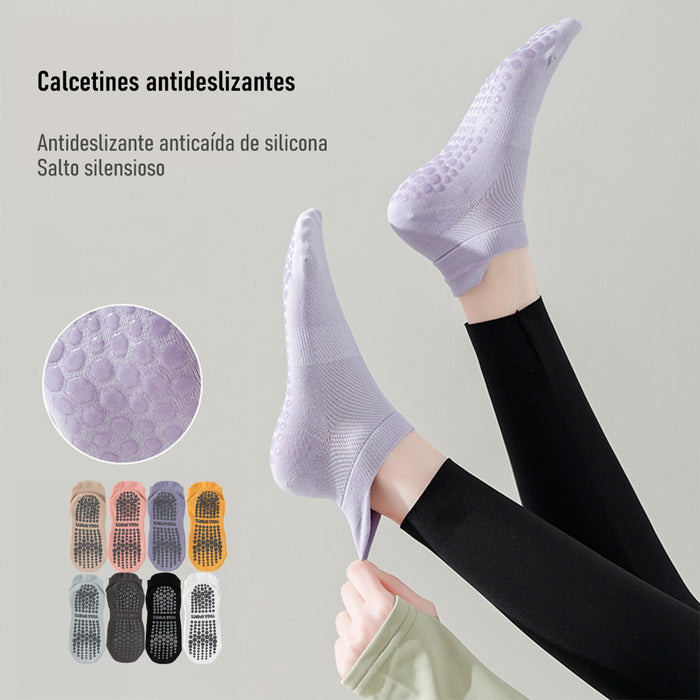 Calcetín Deportivo Yoga Antideslizante Corto Beige