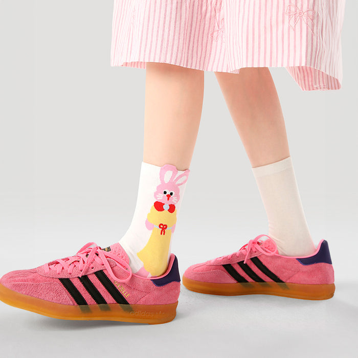 Calcetines Con Conejo Orejón Rosado