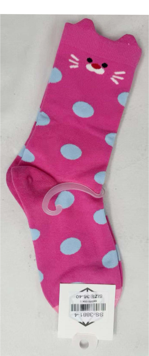 Calcetines Gatito Fucsia con Bigotes