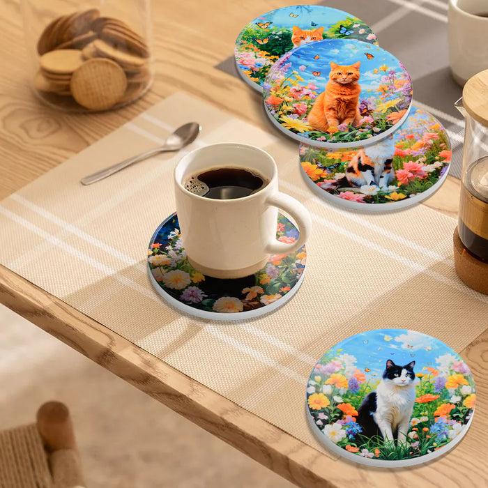 Set de 6 Posavasos Gatitos Jardín