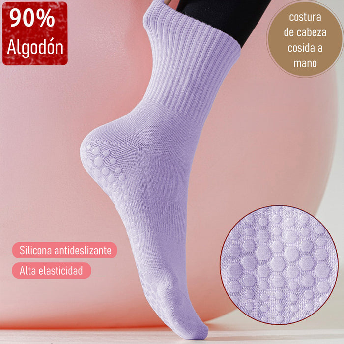 Calcetín Deportivo Yoga Antideslizante Ajustable Morado Claro