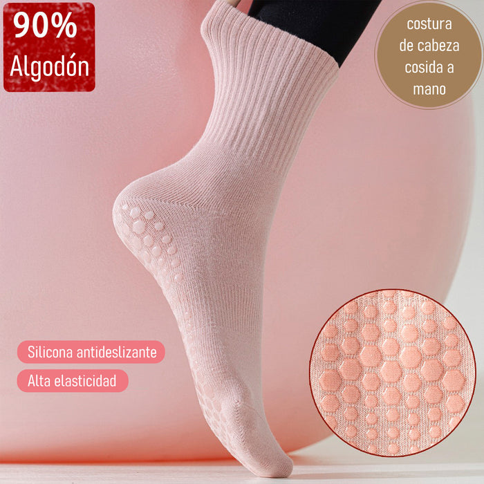 Calcetín Deportivo Yoga Antideslizante Ajustable Rosa Claro