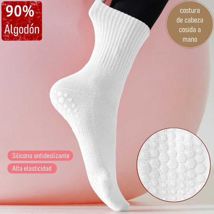 Calcetín Deportivo Yoga Antideslizante Ajustable Blanco
