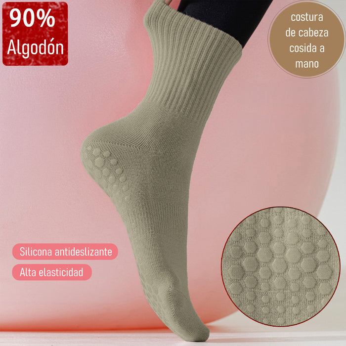 Calcetín Deportivo Yoga Antideslizante Ajustable Verde Oliva Claro