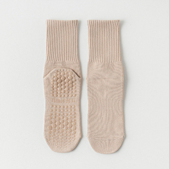 Calcetín Deportivo Yoga Antideslizante Ajustable Beige