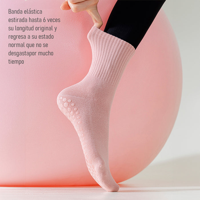 Calcetín Deportivo Yoga Antideslizante Ajustable Beige