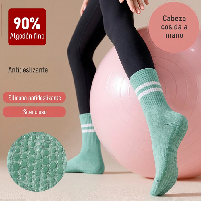 Calcetín Deportivo Yoga Antideslizante Ajustable Verde Claro