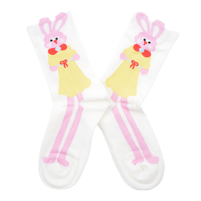 Calcetines Con Conejo Orejón Rosado