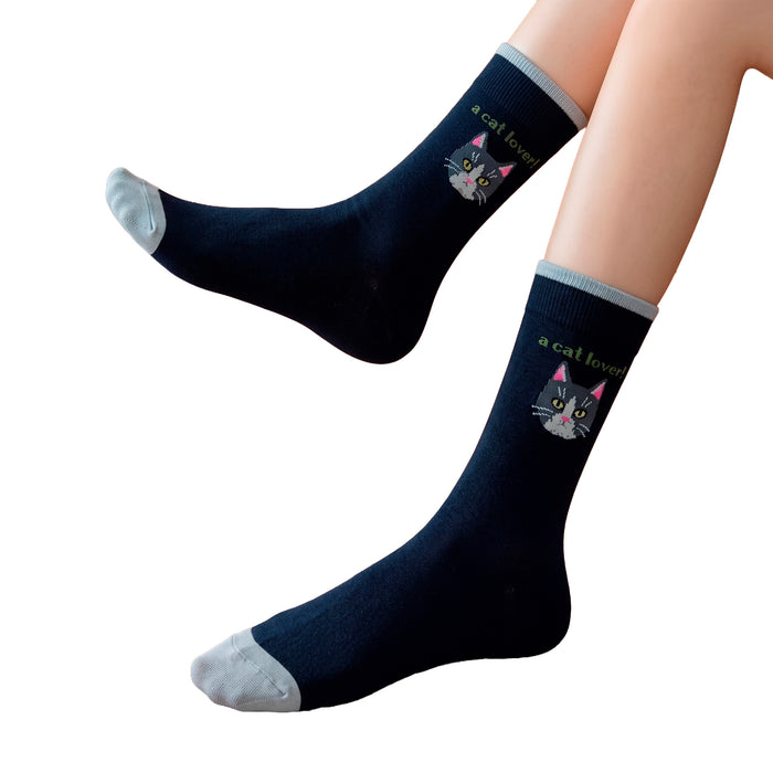 Calcetines Cara de A Cat Lover Negro