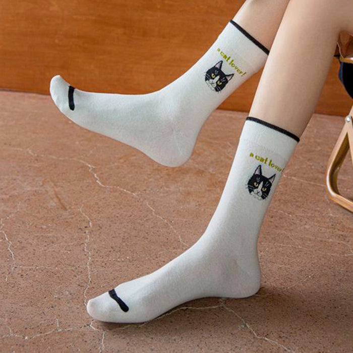 Calcetines Cara de A Cat Lover Blanco