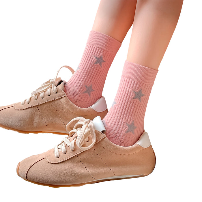 Calcetines Estrellas Brillantes Fondo Rosado