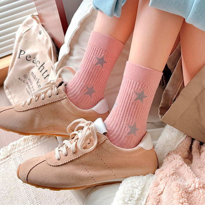 Calcetines Estrellas Brillantes Fondo Rosado