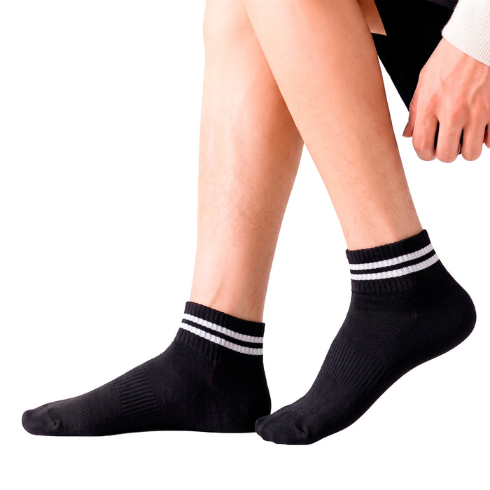 Calcetines Cortos Negros con Rayas Blancas