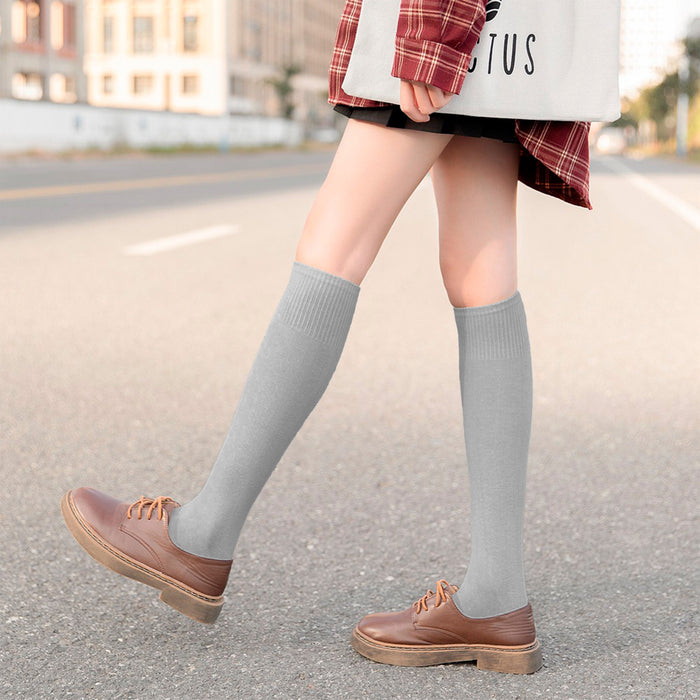 Calcetines Lisos Extra Largos Gris Claro